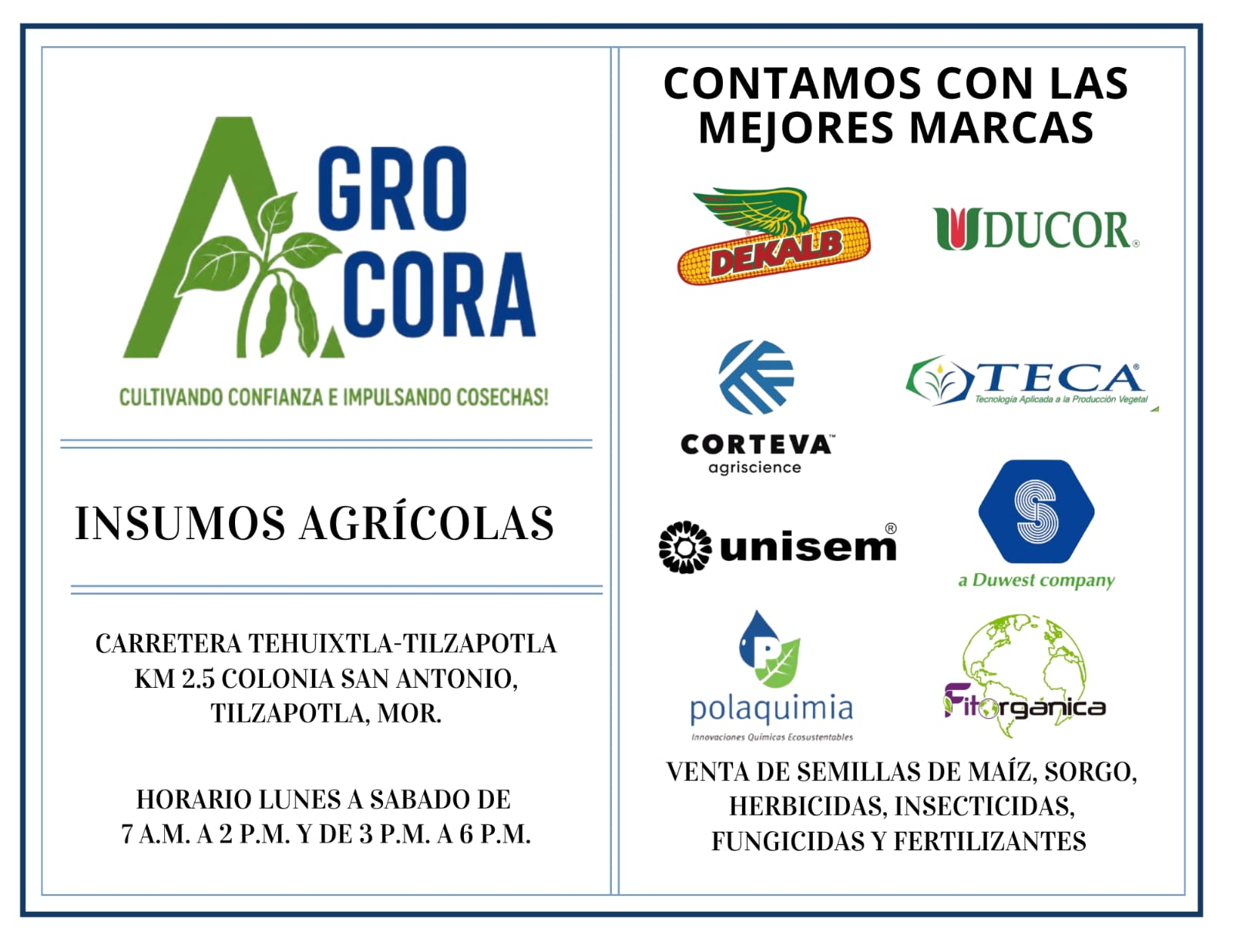 Información comercial de AGROCORA
